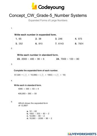 Concept-CW-Expanded Forms of Large Numbers