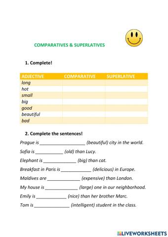 Comparatives and superlatives