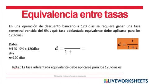 Tasas equivalentes d y i 1
