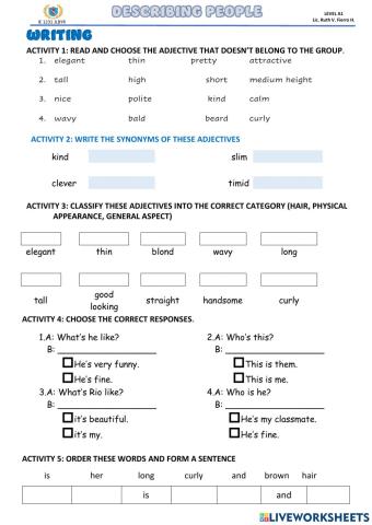 Describing writing & listening