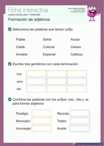 Formación de adjetivos