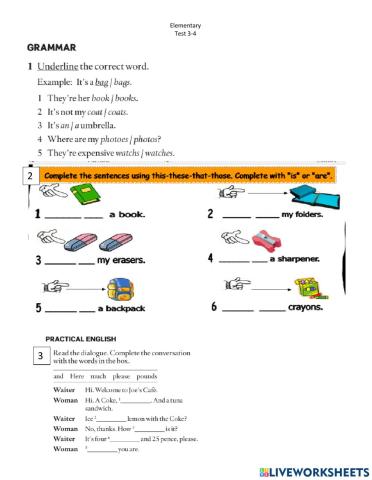 English file exam unit 3and4 begginer