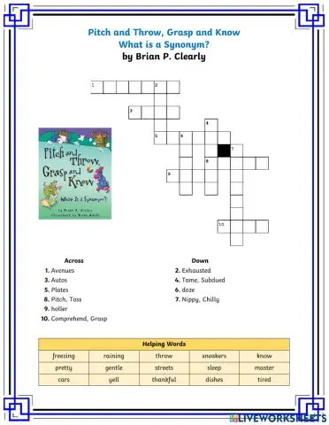 Pitch and Throw, Grasp and Know  What is a Synonym? Crossword Puzzle