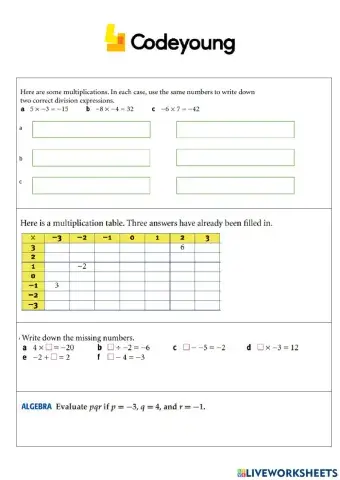 Multiplication and Division of Integers Contextual Application