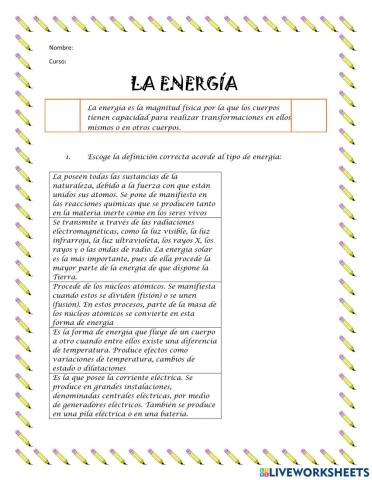 Tipos de energía