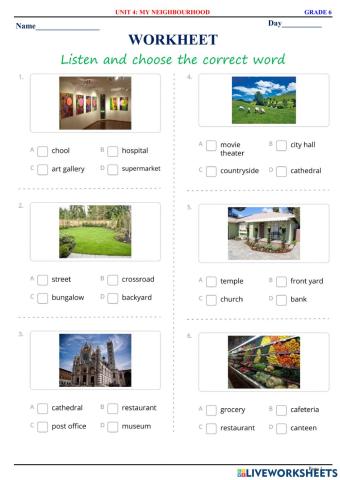 English 6 - Unit 4 - Vocabulary - Quiz 1.1