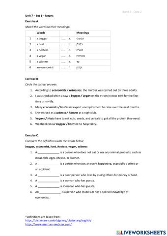 Band 3 (Core 2) - Unit 7 - Set 1