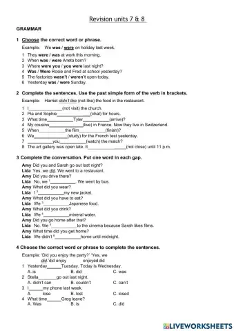 Extra practice units 7 & 8