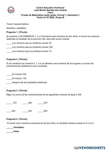Matemática sexto 21-07 Bateria B