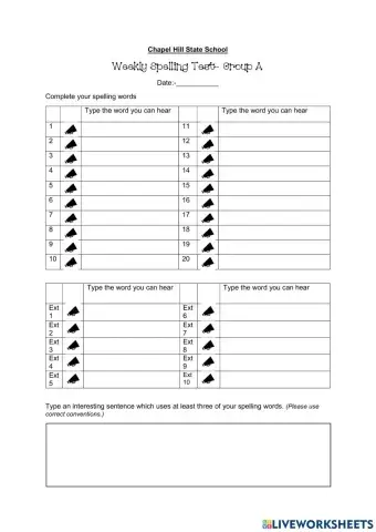 CHILL 6 Spelling Test Unit 18