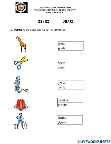 Reglas del uso de la G