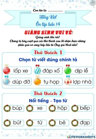 Lớp 1 - Tiếng việt - Tuần 14