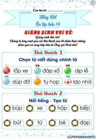 Lớp 1 - Tiếng việt - Tuần 14