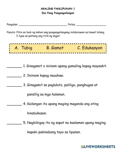 Iba Pang Pangangailangan