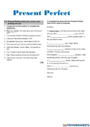 WW3 Unit 3.2 Present Perfect