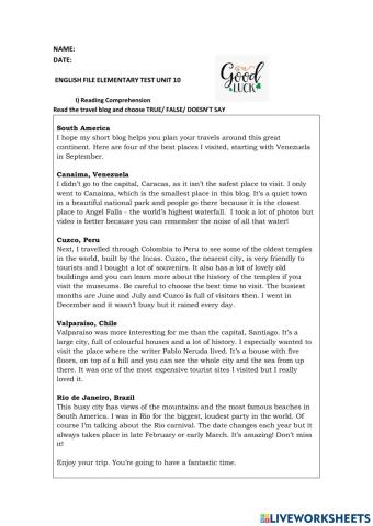English file test unit 10