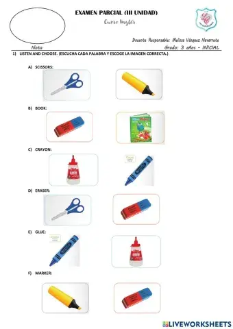 EVALUACION BIMESTRAL TRES AÑOS