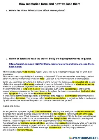 How memories form and how we lose them