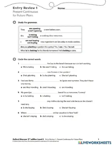 Present Continuous Future Plans