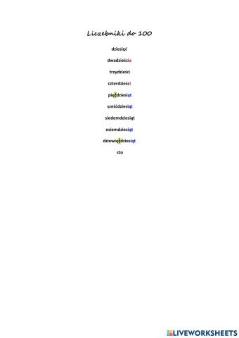 Liczebniki do 100