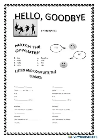 Song Hello Goodbye by The Beatles