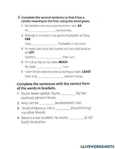 Modifiers to compare