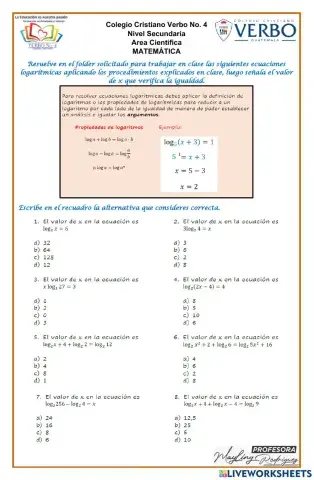 Ecuaciones Logarítmicas
