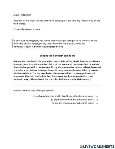 IE1, Unit 2, Reading, Exercise 3