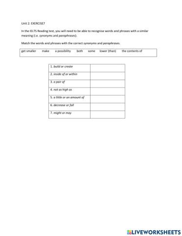 IE1, Unit 2, Reading, Exercise 7