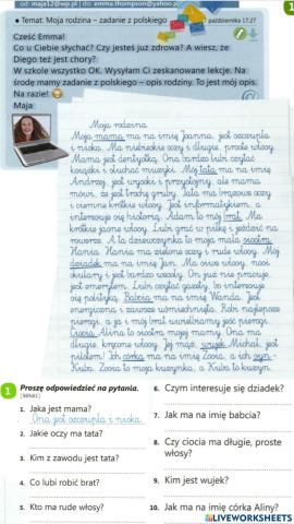 Czytanie: Moja rodzina