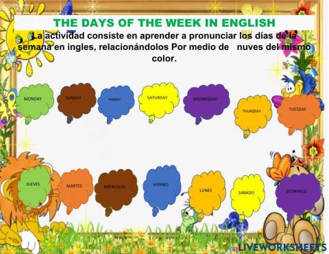 Los dias de la semana en ingles