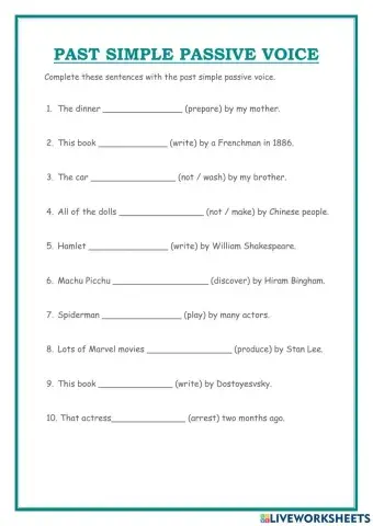 Past Simple Passive Voice