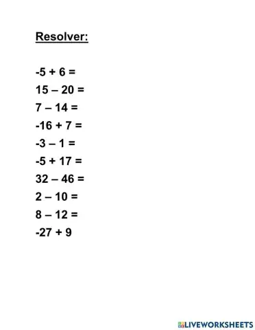 Sumas y restas de números enteros