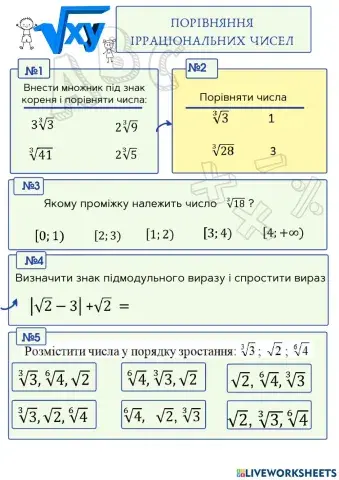 Порівняння ірраціональних чисел