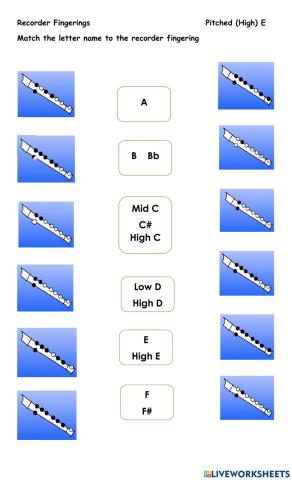 Recorder Fingering Activity Including Pitched E