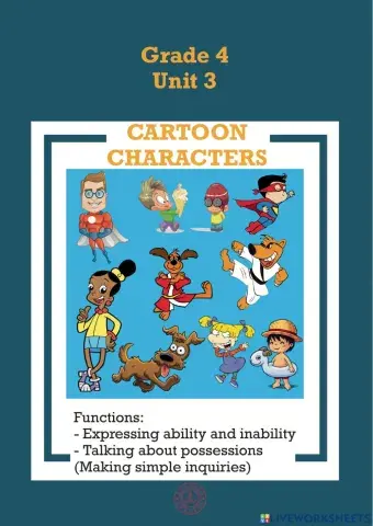 Grade 4 Summer School Unit 3 Cartoon Characters