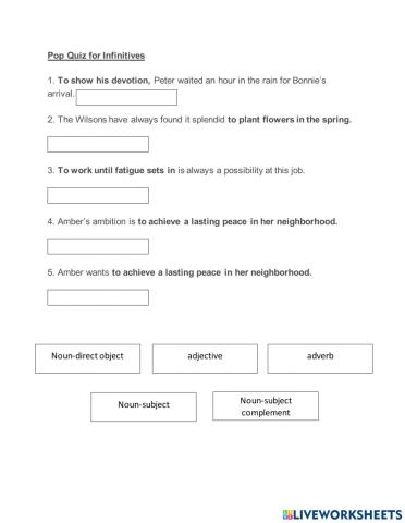 Infinitives Pop Quiz
