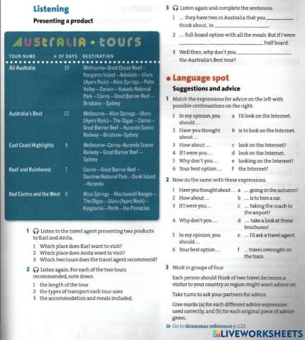 Tourism 1 unit 5 listening presenting a product