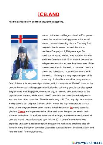 Iceland - reading B1