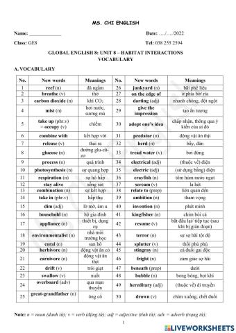 Foreign teacher-GE8-U8-Vocab revision