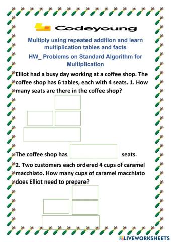 Problems on Standard Algorithm for Multiplication HW