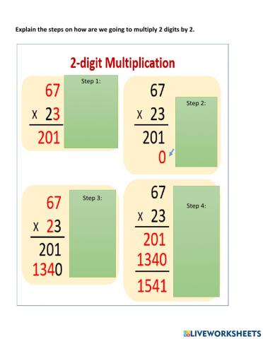 Multiplying 2 digits by 2