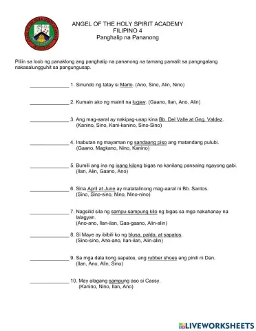 Panghalip na Pananong