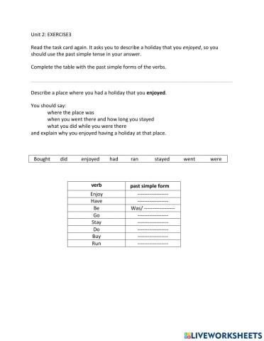 IE1, Unit 2, Speaking, Exercise 3