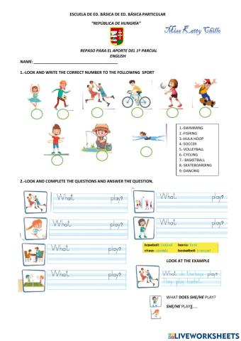 Repaso para el aporte del 1º parcial 4º basica