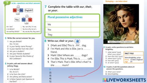 Unit 2 I'm King Kong (to be - questions and short answers - plural possessive adjectives)