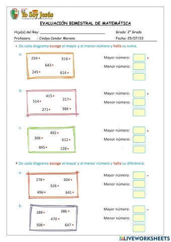 Evaluación de matemática
