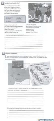 Going on vacation (Be going to + Modal Verbs)