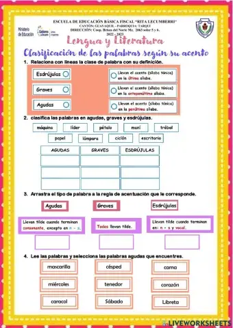 Palabras según su acento