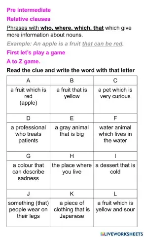 English file pre intermediate relative clauses